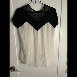 Ann Taylor Colorblocked Lace Short Sleeve Blouse Size Small